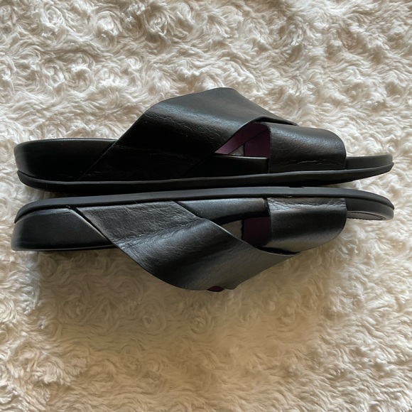 Fitflop Black Leather Crisscross Strap Wedge Slide Sandals Size 8 - Picture 8 of 15